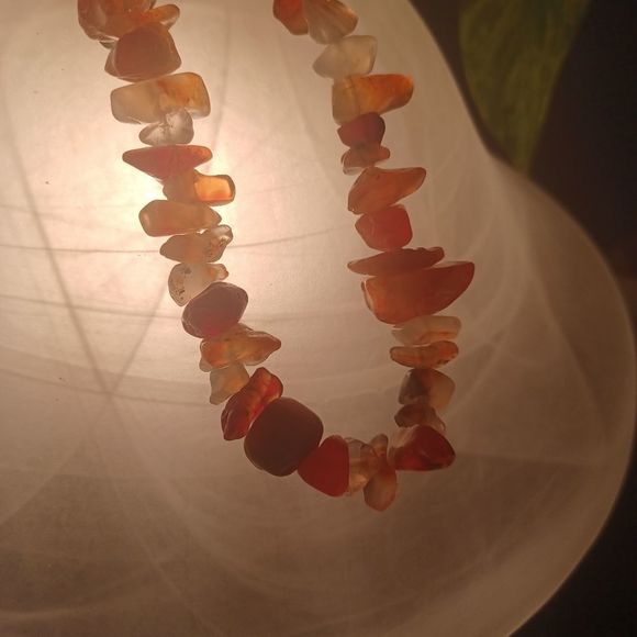 Real agate necklace, lightly polished stones, amber colouring - Picture 11 of 13
